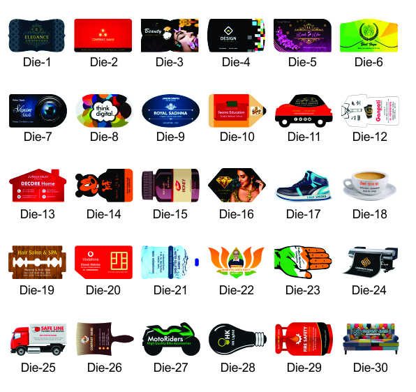 Die Cut (All shapes available)
Spot UV (Free)